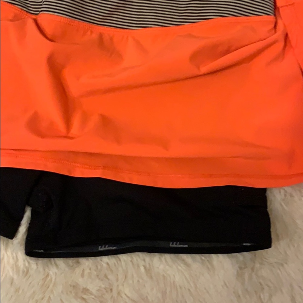 Lululemon skirt skort pleated orange black 8 euc - Picture 3 of 7